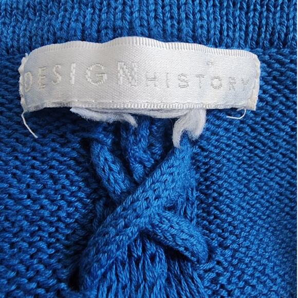 Design History Colbot Blue Lace Up Back Crochet Knit Pullover Sweater - Picture 5 of 5